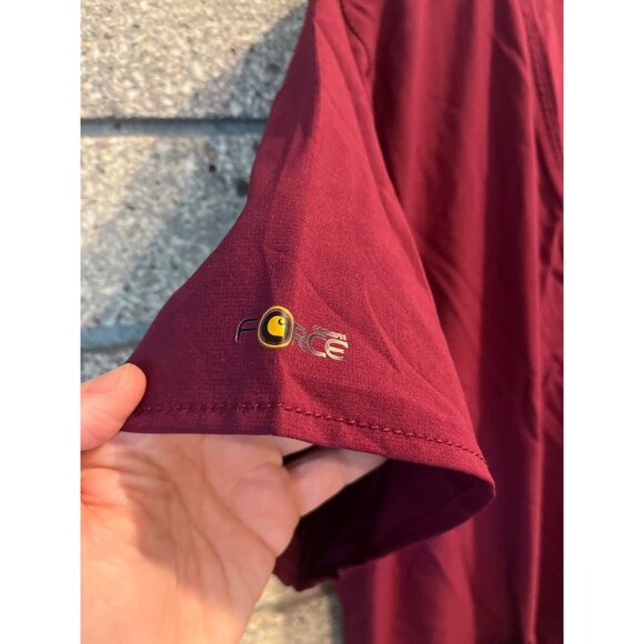 Carhartt Burgundy Womens Medical Scrub Top XL W/ Pockets & Utility Loop - Picture 3 of 7